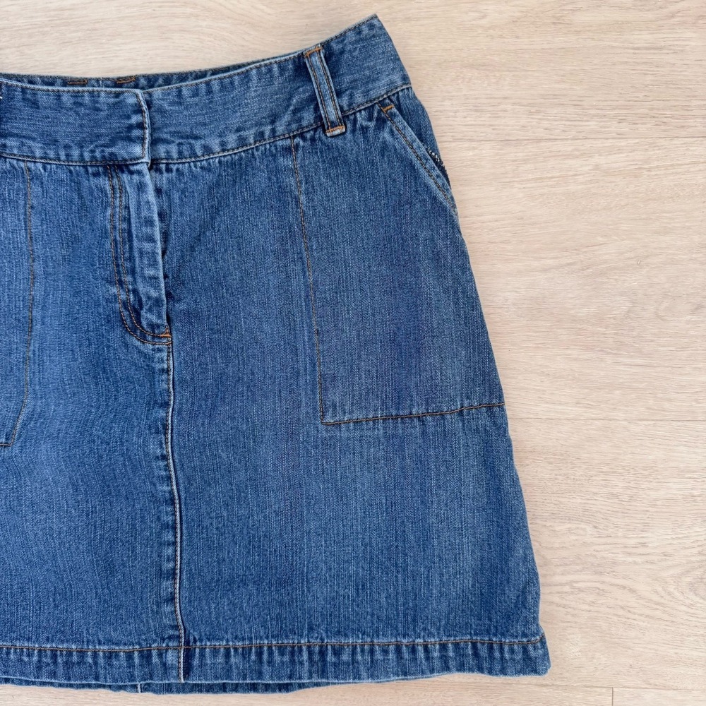 The Limited Denim Mini Skirt Size 4 Y2K Dark Wash Stretch Vintage-2003 - Picture 3 of 10